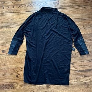 Express | Black dress with faux leather detail on sleeves. Mock neck. Size XL